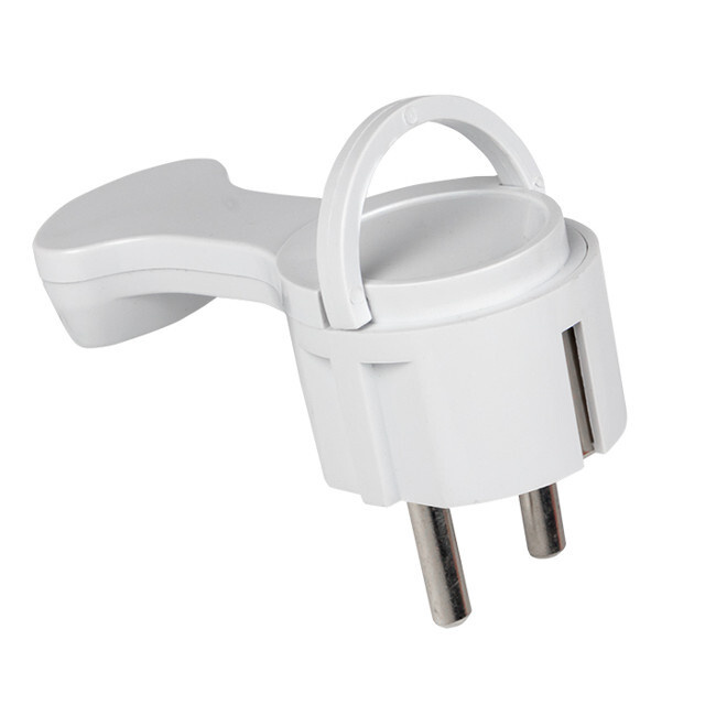 вилка угловая плоская EKF с/з 16А 250В белый - купить с доставкой по ...