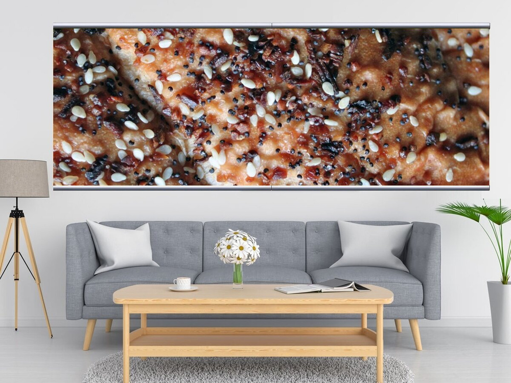 Картина на холсте Хлеб, пекарня, кунжутное семя 240x90 см. с алюминиевыми  подвесами, в тубусе - купить по низкой цене в интернет-магазине OZON  (563901767)