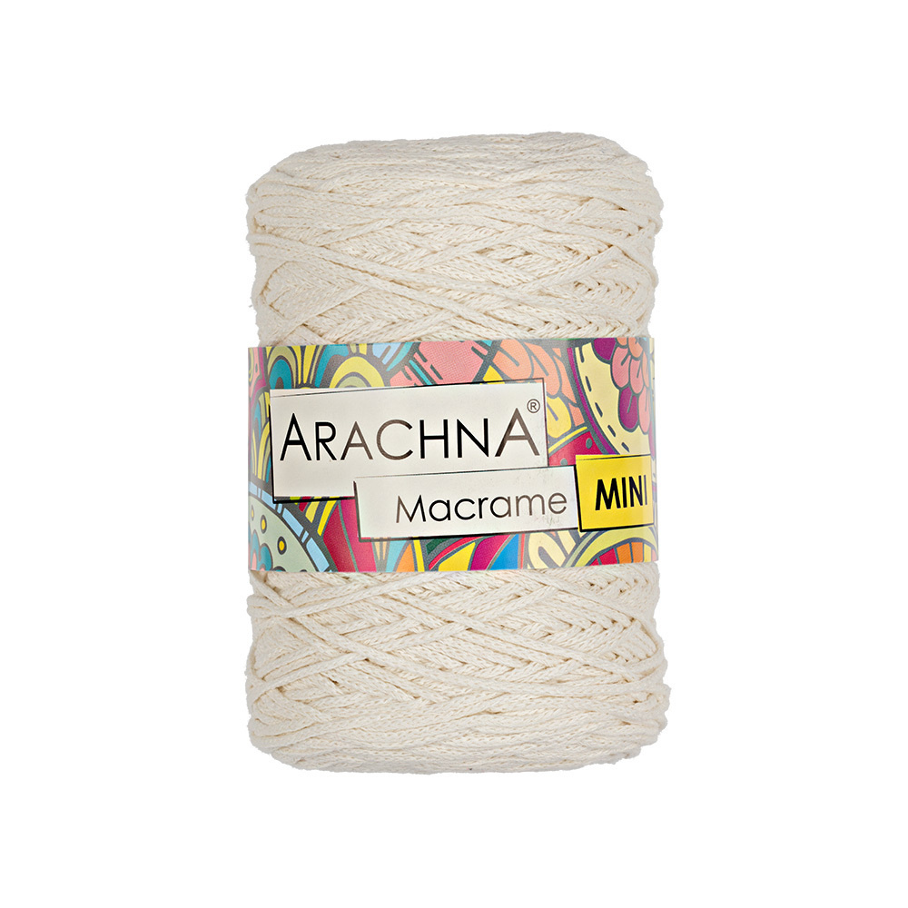 Пряжа Arachna "Macrame Mini" 80% хлопок, 20% полиэстер 4 шт. х 250 г 200 м №02 молочный  #1