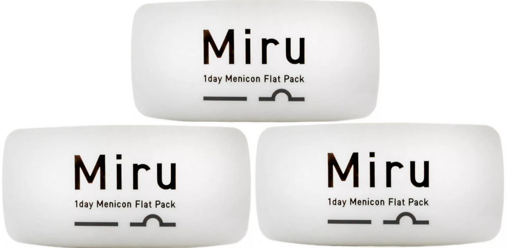 MIRU 1 Day Flat Pack -3.50, 8.6, 14.2, 90 штук (3 пачки по 30 линз), однодневные контактные линзы. MIRU #1