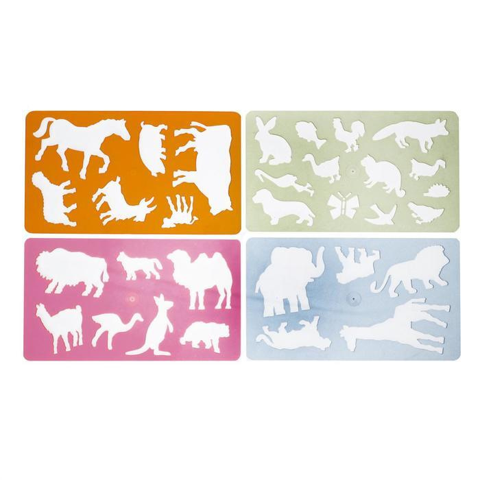 Набор трафаретов для рисования 4 штуки, Животные I-IV - купить с ...