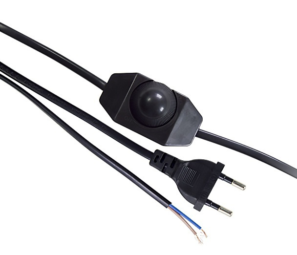 Сетевой кабель с светорегулятором (диммер), с вилкой -1.5 метра черный ...