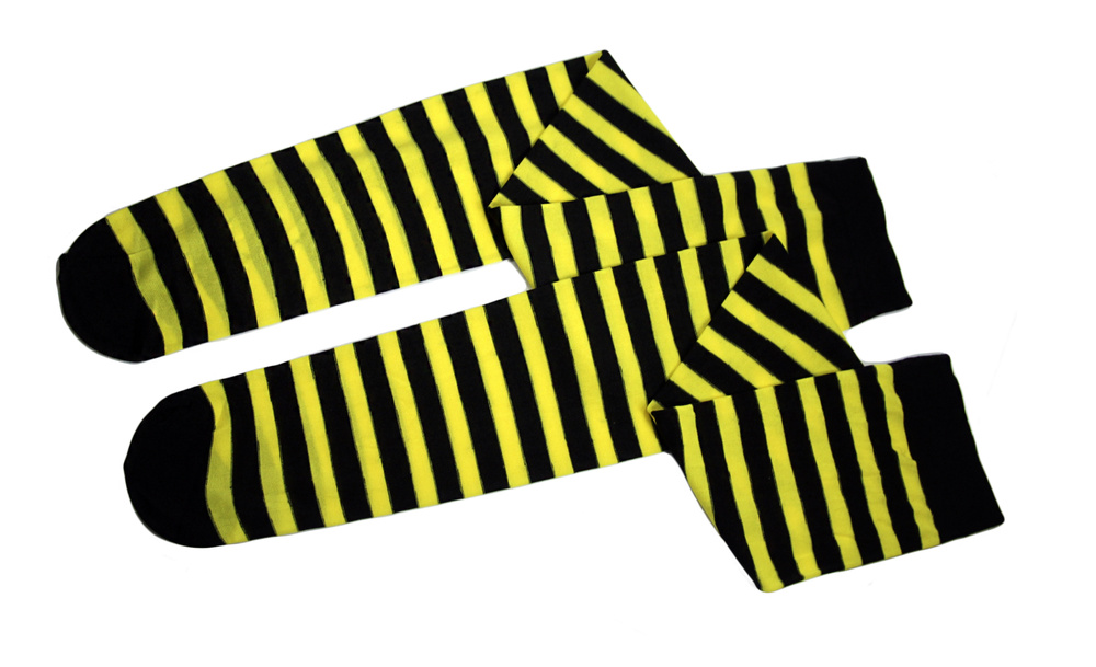 Чулки карнавальные черно-желтая полоска / Чулки полосатые / Чулки для ...