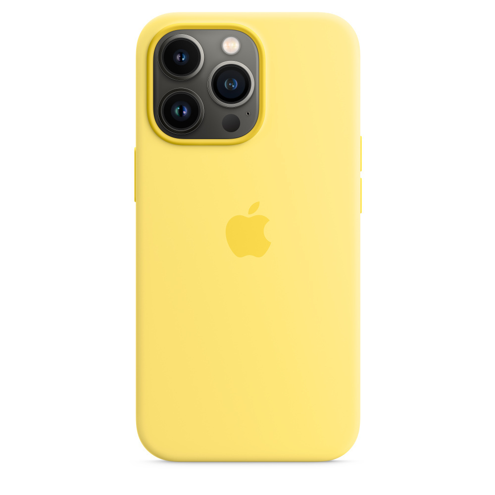 Чехол силиконовый МagSafe для iPhone 13 Pro / Анимация NFC / На Айфон 13  Про / Silicone Case with MagSafe - Lemon Zest / Желтый