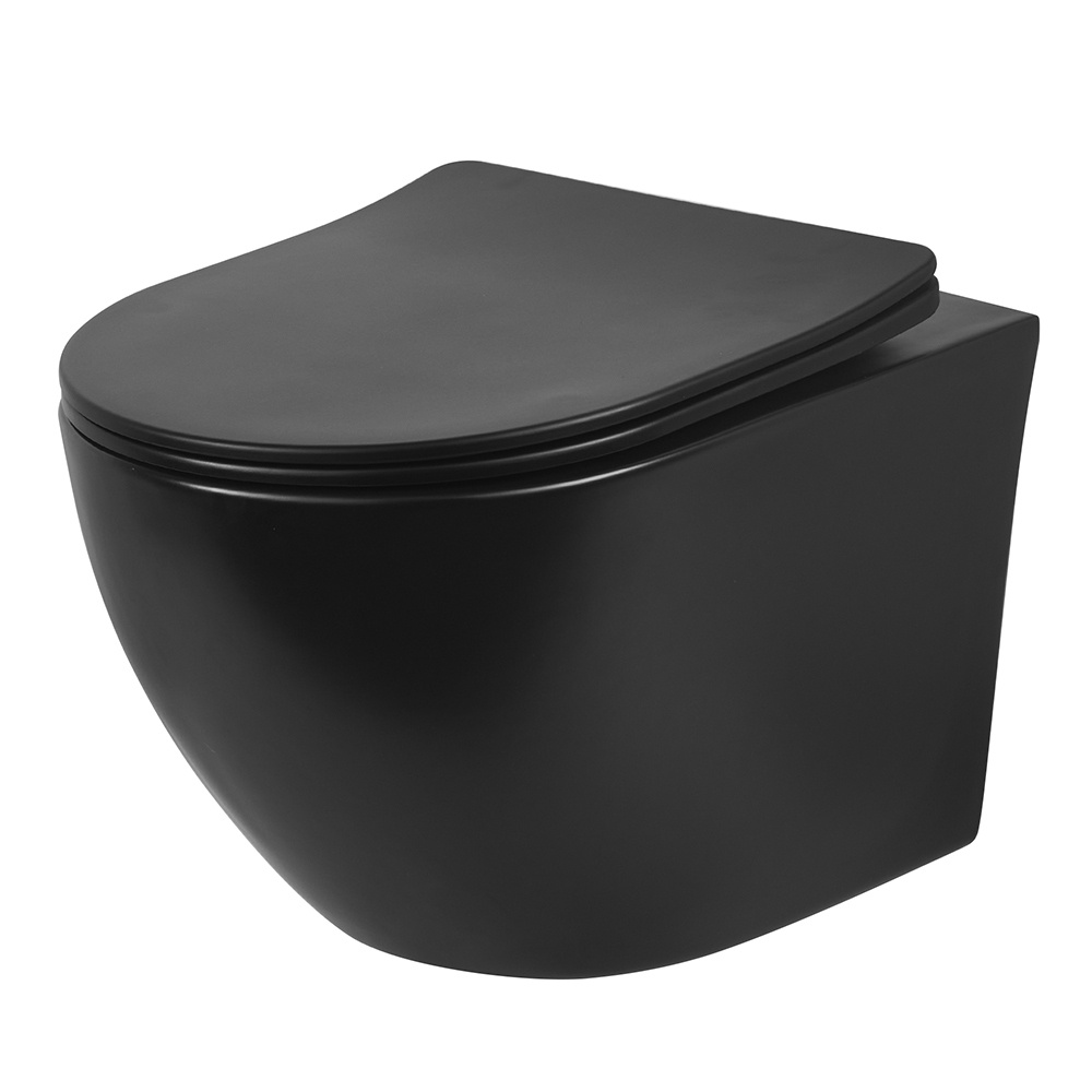 Унитаз подвесной Lavelly Universe безободковый черный с сиденьем дюропласт микролифт (686708)  #1