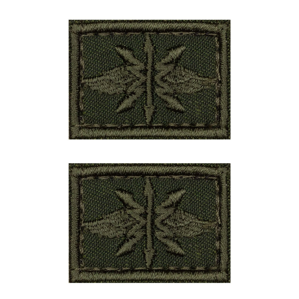 Петличный знак, пара "Войска связи, олива, полевой" 3,5х2,5см. на липучке Velcro на одежду  #1