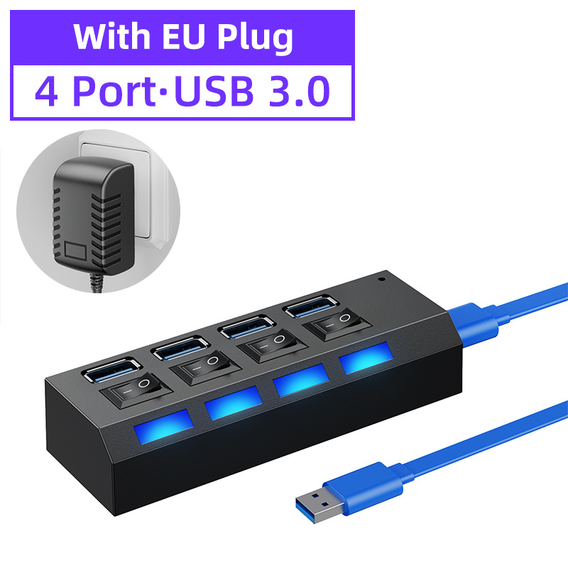 Usb Hub 3.0 с питанием 4 Порт Usb Hub разветвитель для macbook пк ...