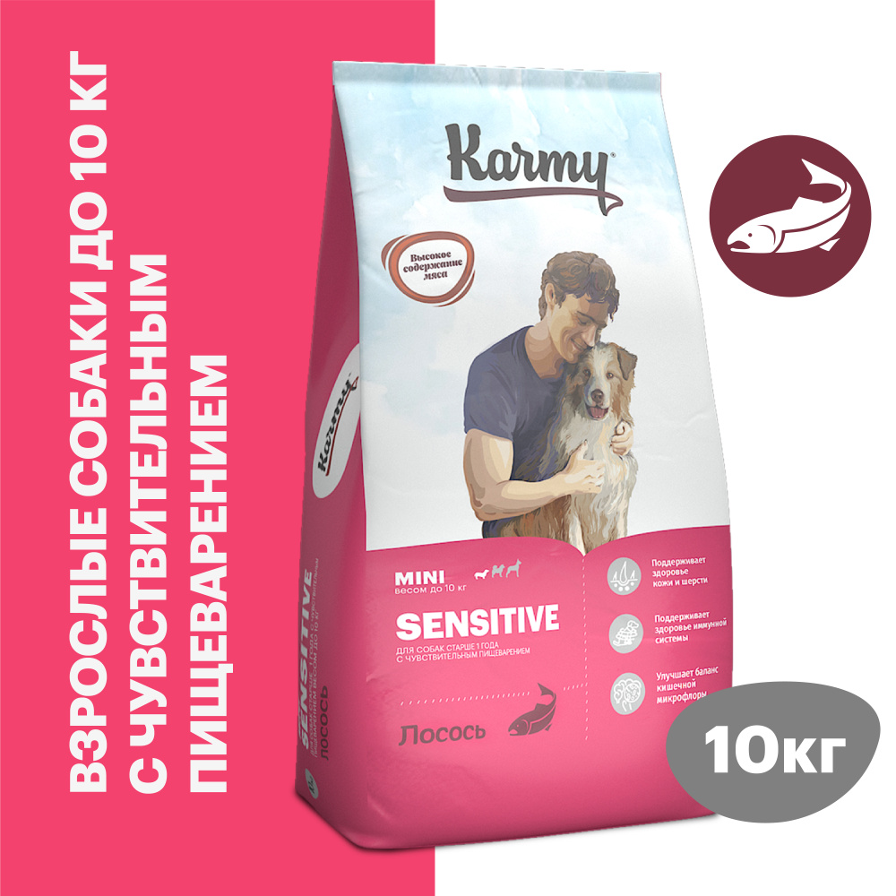 Сухой корм для собак мелких пород Karmy Sensitive Mini с чувствительным ...