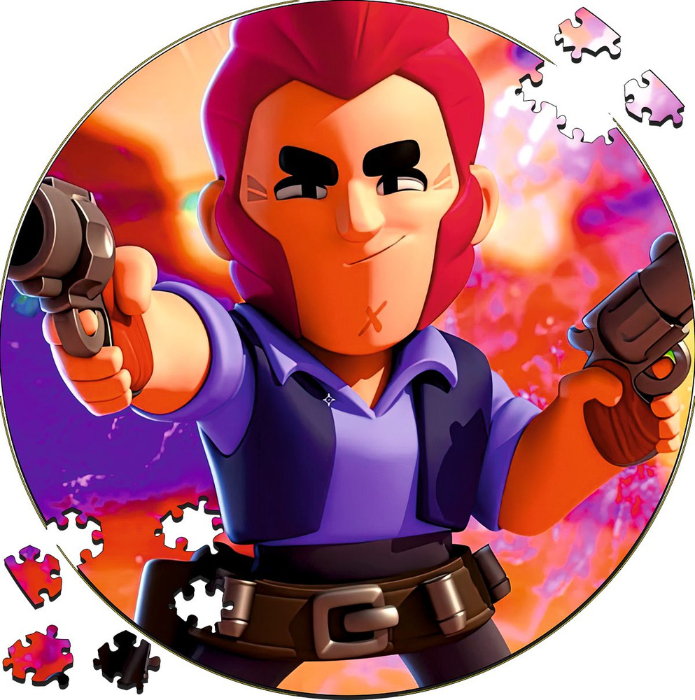 Деревянный пазл - картина на стену Бравл Старс Кольт Brawl Stars Colt 169  деталей 30х30см