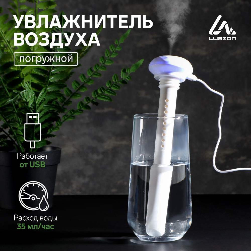 Увлажнитель воздуха LuazON LHU-03, ультразвуковой, портативный, погружной,  USB, белый - купить с доставкой по выгодным ценам в интернет-магазине OZON  (286907432)