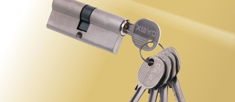 Цилиндровый механизм(личинка для замка)DAMX Простой ключ-ключ N70 мм SN (Матовый никель)  #1
