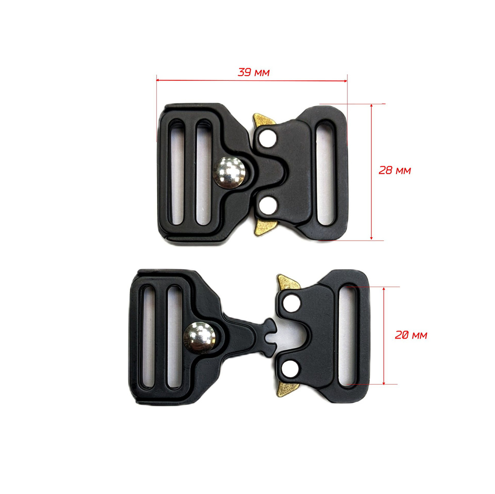 Застежка пряжка фастекс "Кобра" металлическая 20 мм, 1 штука, черного цвета  #1