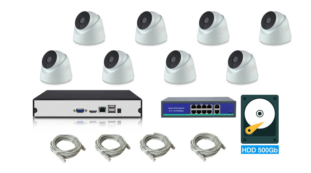 Полный IP POE комплект видеонаблюдения на 8 камер (KIT8IPPOE04M5B)  #1