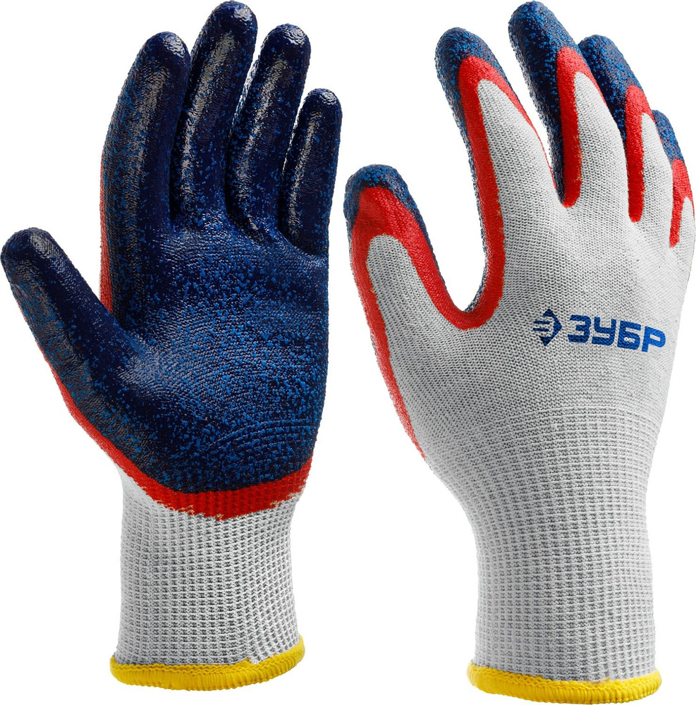 ЗУБР ЗАХВАТ-2, L-XL, текстурированное покрытие, перчатки с двойным нитриловым обливом, Профессионал (11454-XL) #1