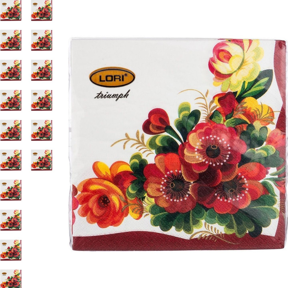 Салфетки бумажные на стол Lori Triumph / Лори Триумф 3 слоя белые с ...