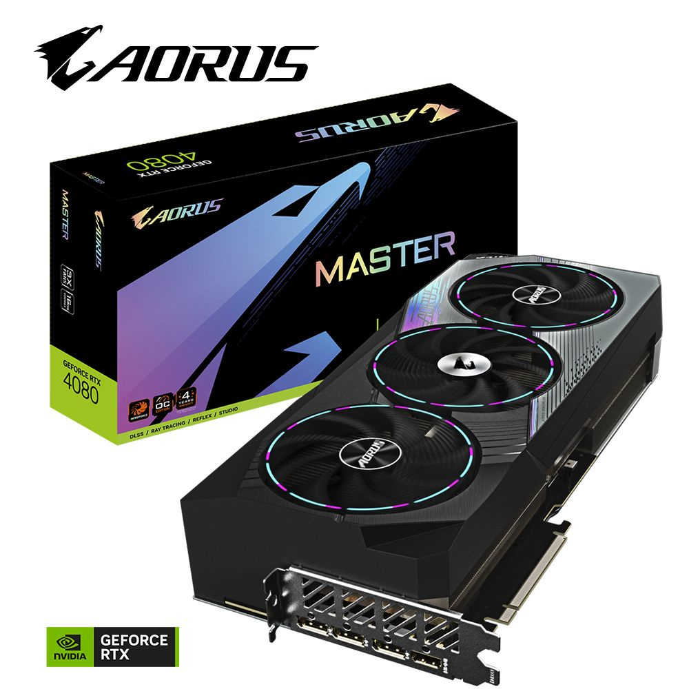 Gigabyte Видеокарта GeForce RTX 4080 AORUS MASTER 16 ГБ (GV-N4080AORUS  M-16GD)