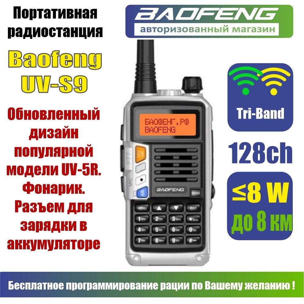 Радиостанция Baofeng UV-S9-TRI-BAND, 128 каналов - купить по доступным  ценам в интернет-магазине OZON (978822110)