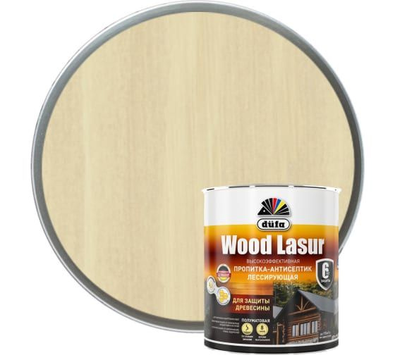 Пропитка-антисептик лессирующая для защиты древесины Dufa Wood Lazur бесцветная 0,9 л  #1