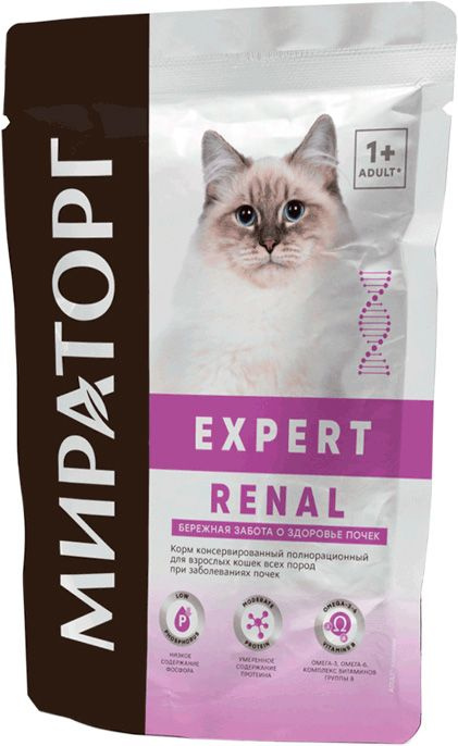 Корм Мираторг Expert Renal для кошек, при заболеваниях почек, 80 г x 24 шт  #1