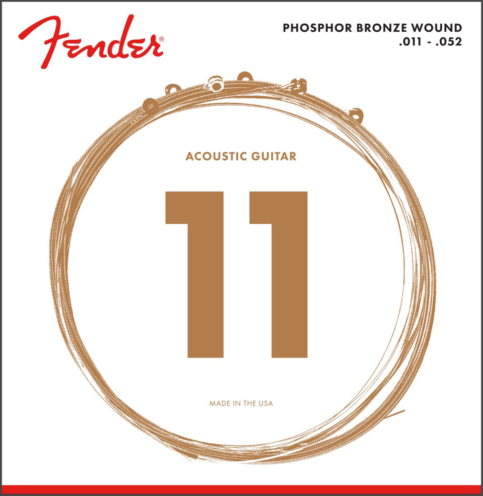 Fender 60L Phosphor Bronze Akustikgitarrensaiten – Licht 12-53, Mit Kugelende