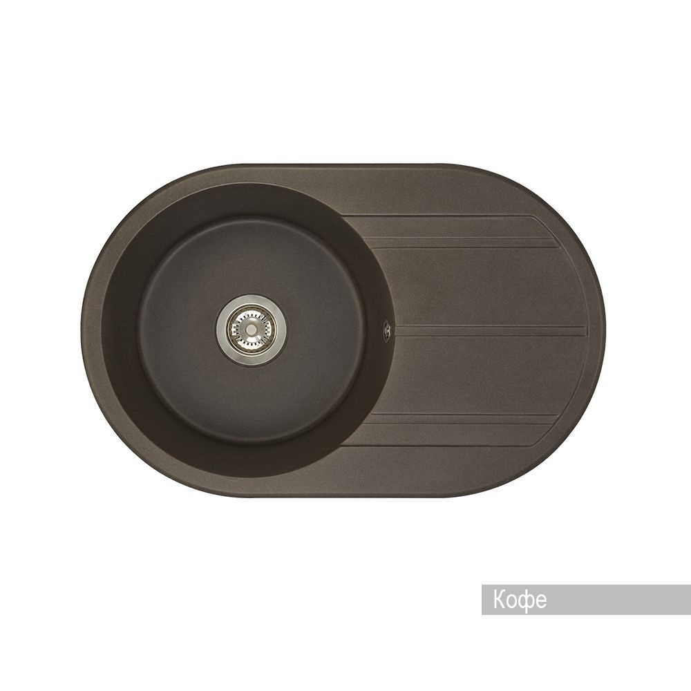 Мойка для кухни из литого мрамора Aquaton Амира круглая с крылом кофе ...