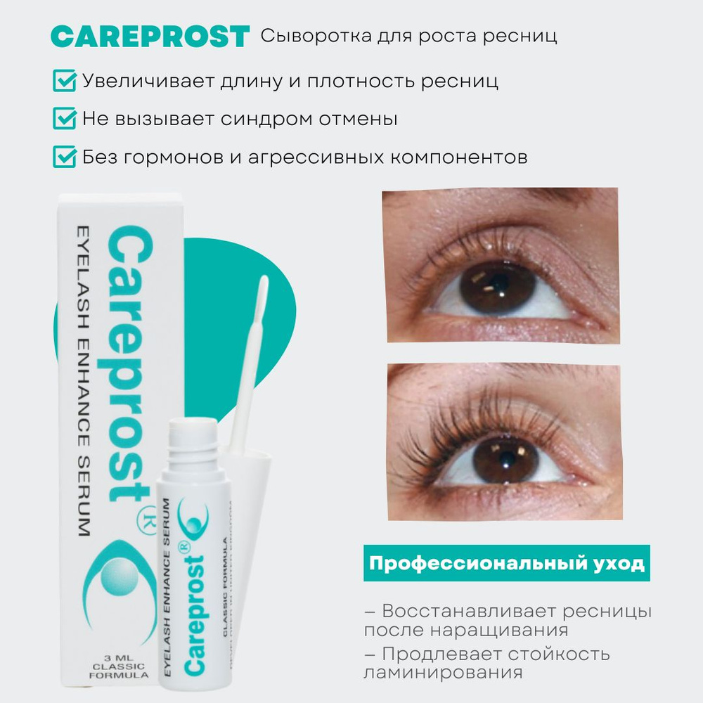 Сыворотка для укрепления и роста ресниц Careprost, 1 шт / средство для  роста ресниц Карепрост