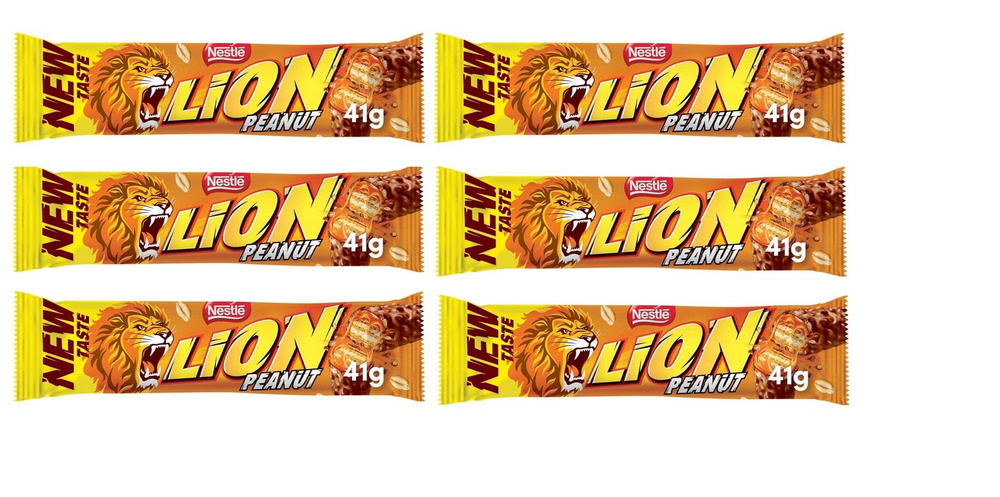 Шоколадный батончик Nestle Lion Peanut / Лион арахис 6 шт х 41 гр ...