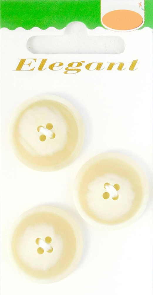 Пуговицы ELEGANT, 23 мм, пластиковые, круглые, бело-бежевые, 3 шт., 1 ...