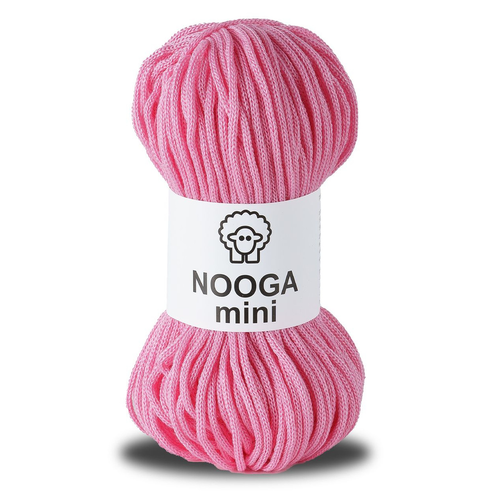 Пряжа - Шнур для вязания Nooga mini (Нуга мини), цвет Барби, полушерсть  мериноса 5 мм 100 м, 1 шт, для вязания шапок, свитеров, шарфов, пледов