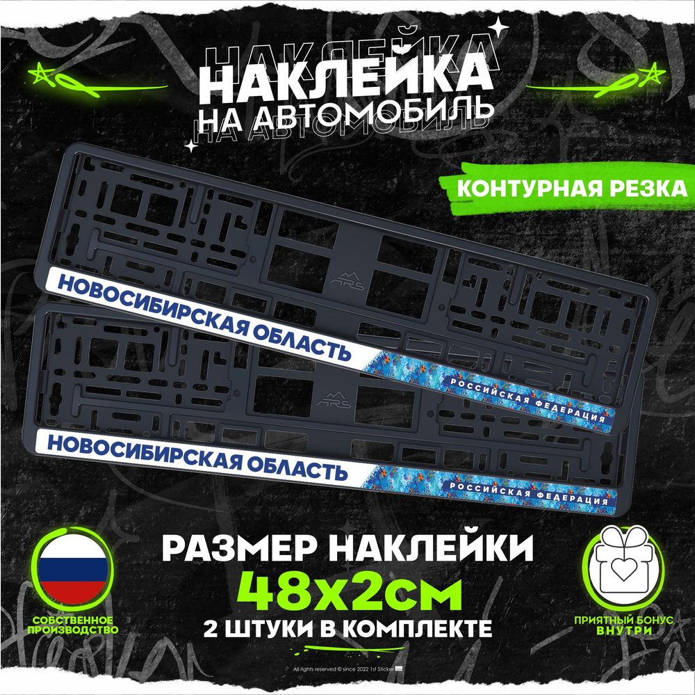 Наклейка на рамку номеров Новосибирская область - Novosibirsk region 54  регион 48х2см 2шт - купить по выгодным ценам в интернет-магазине OZON  (873852843)