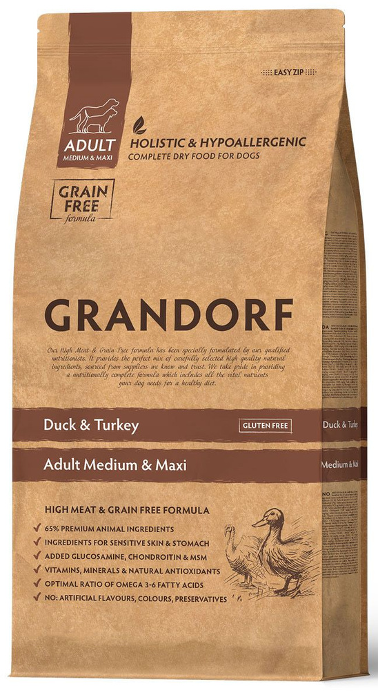 Корм Grandorf Duck & Turkey Medium & Maxi Holistic Grain Free для собак средних и крупных пород, беззерновой, #1