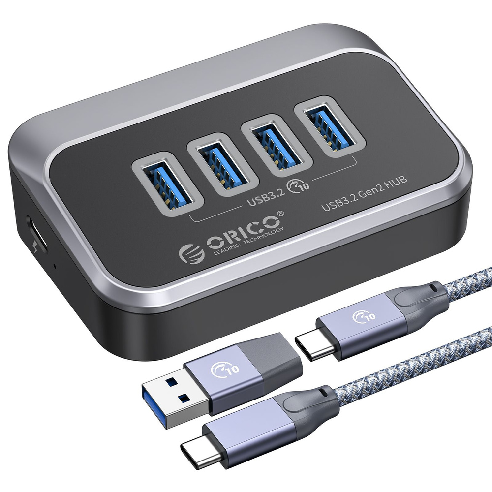 USB - хаб ORICO M34A-G2-05 хаб USB Type C, хаб USB 3.2 Mac, 4*USB 3.2 GEN2, 10Gbps, 5V2A #1