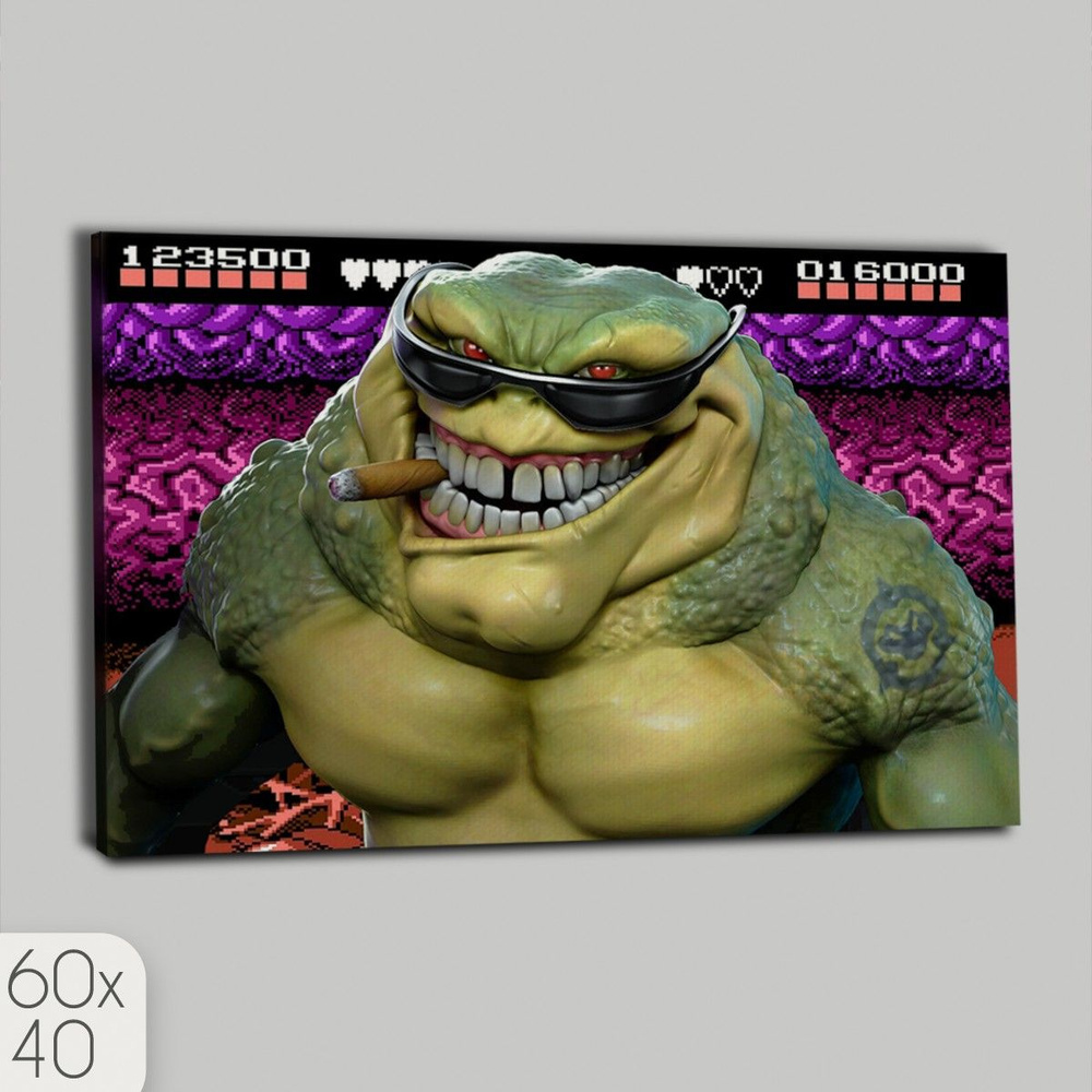 Картина интерьерная на холсте Игра battletoads (боевые жабы, ретро, 16 bit,  8 bit, XBOX, PS 4) - 603