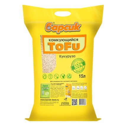 Наполнитель комкующийся для кошачьего туалета Барсик TOFU Кукуруза 15 л  #1