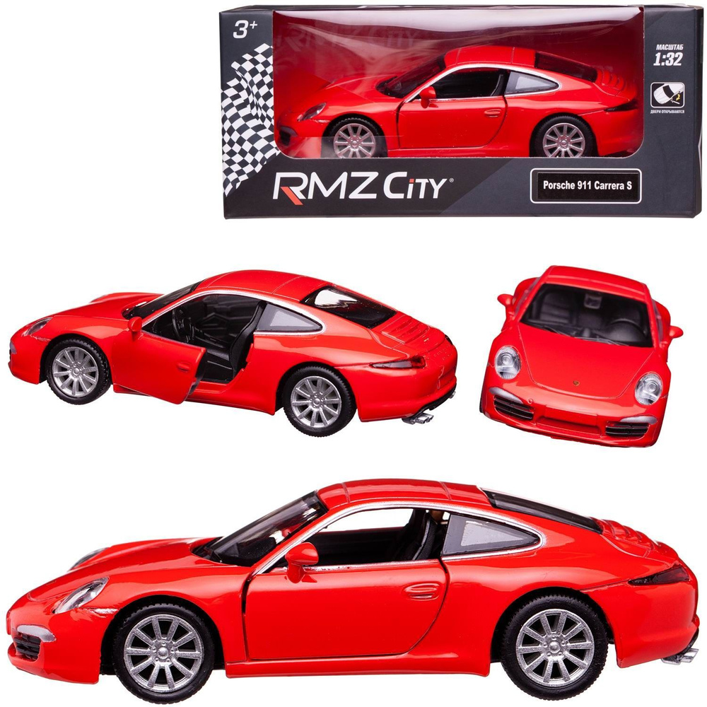 Машина металлическая RMZ City 1:32 Porsche 911 Carrea S, красный цвет, двери  открываются - купить с доставкой по выгодным ценам в интернет-магазине OZON  (859874191)