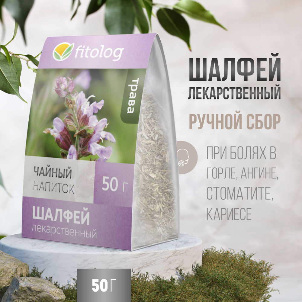 Шалфей лекарственный 50 г Fitolog / Травяной сбор, трава - купить с  доставкой по выгодным ценам в интернет-магазине OZON (899675081)