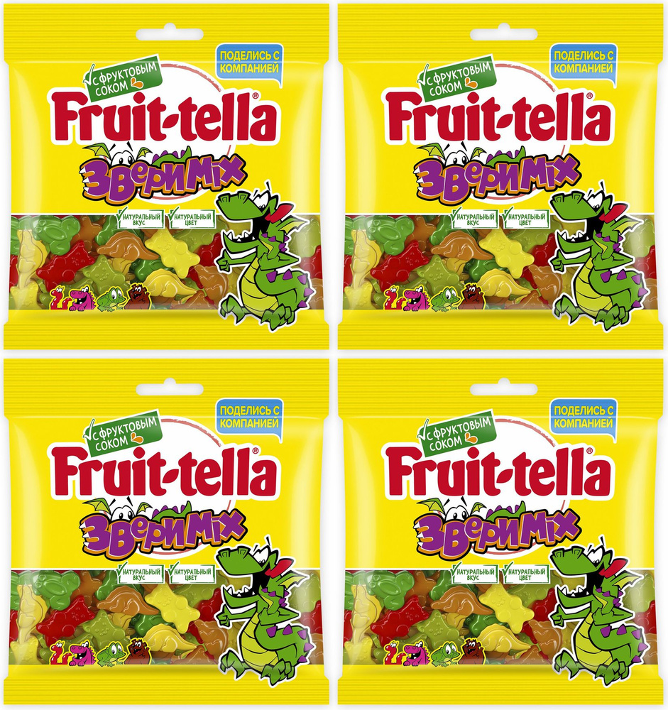 Мармелад Fruittella Звери Mix жевательный, комплект: 4 упаковки по 150 г  #1