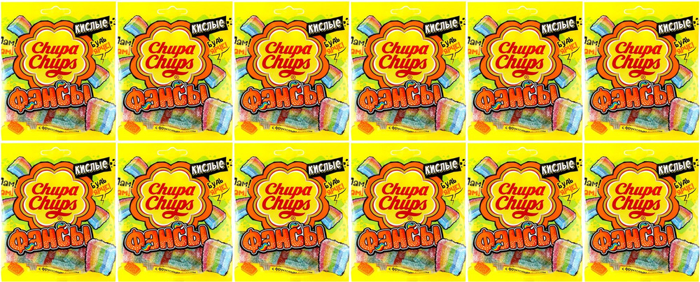 Жевательный мармелад Chupa Chups Фансы, комплект: 12 упаковок по 70 г ...