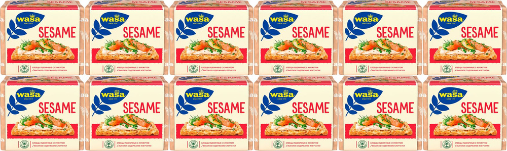 Хлебцы пшеничные Wasa Sesame с кунжутом, комплект: 12 упаковок по 200 г  #1