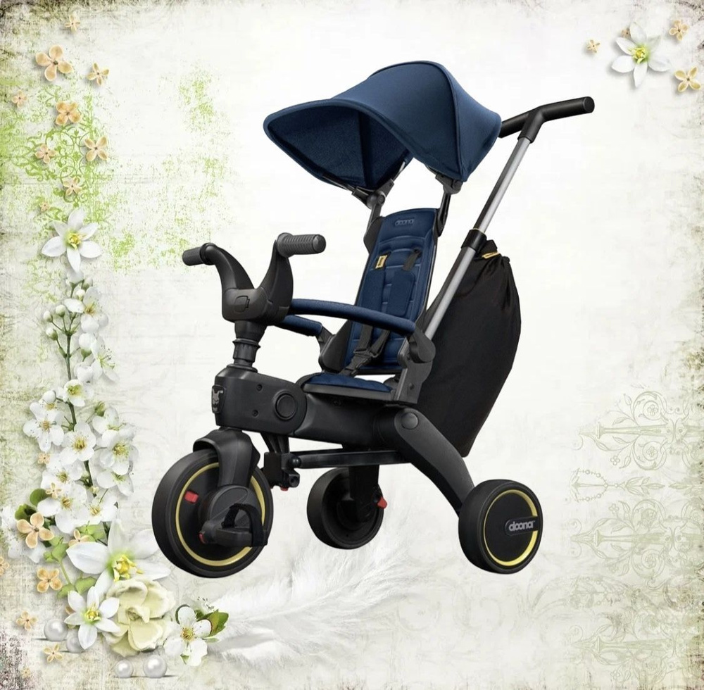 Велосипед детский трёхколесный складной Doona Liki Trike S3 Royal Blue  (синий) с родительской ручкой