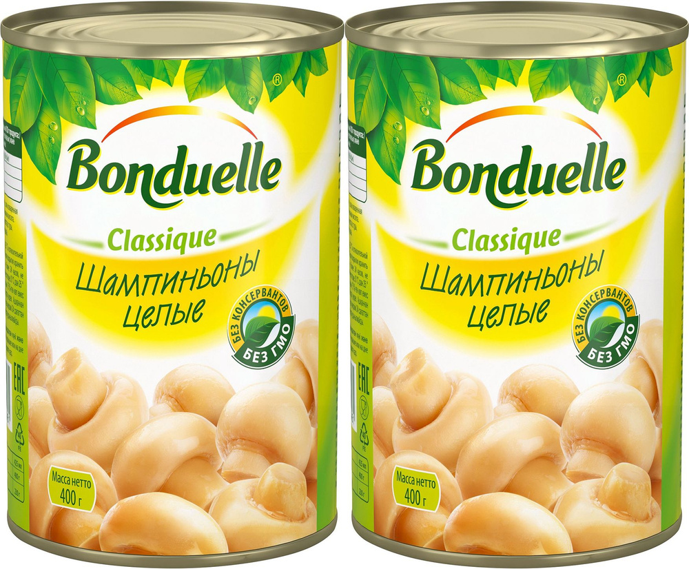 Шампиньоны Bonduelle целые, комплект: 2 упаковки по 400 г - купить с ...