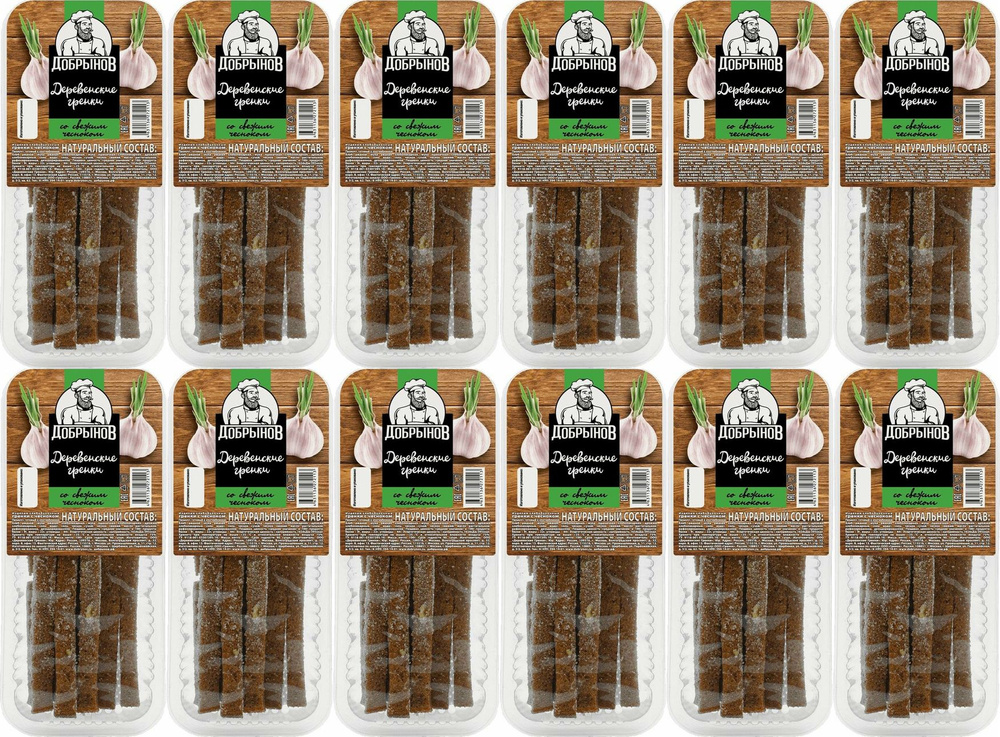 Гренки Деревенские гренки палочки с чесноком, комплект: 12 упаковок по 100 г  #1
