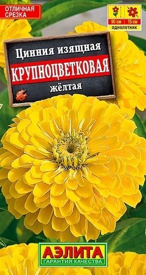 ЦИННИЯ КРУПНОЦВЕТКОВАЯ ЖЕЛТАЯ. Семена. Вес 0,3 гр. Одна из лучших срезочных цинний.  #1