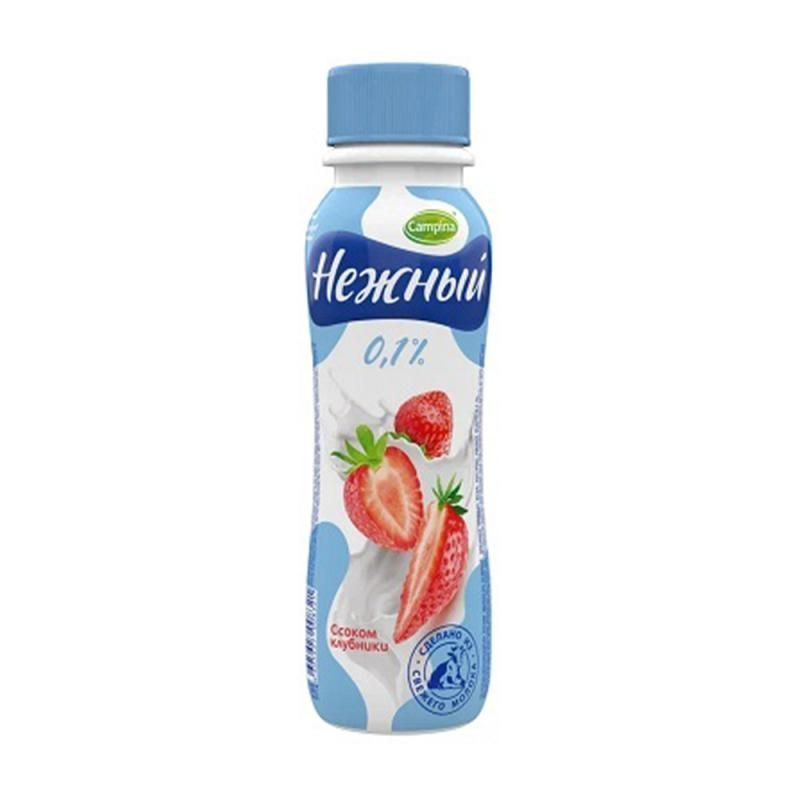 Йогуртный напиток "Нежный" с соком клубники, 0,1 %, 285 г.Х 12 ШТУК.  #1
