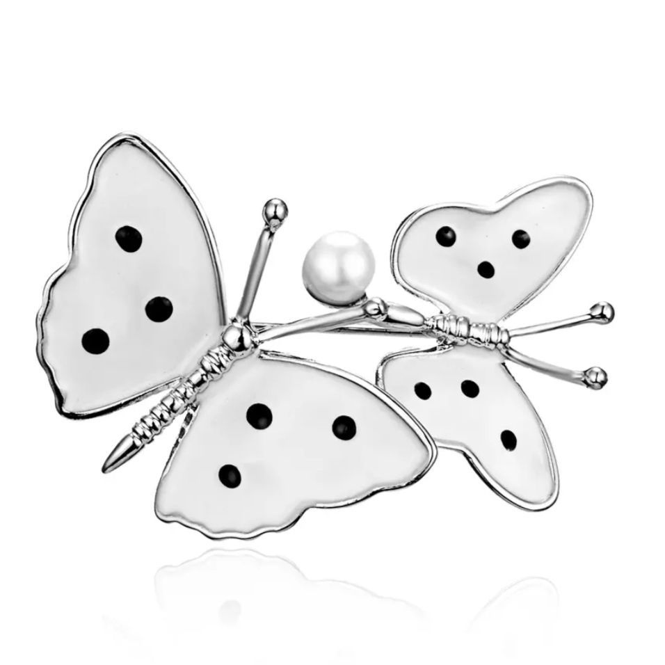 Брошь BIGYKMA "Две бабочки " с эмалью, металлическая брошка #1