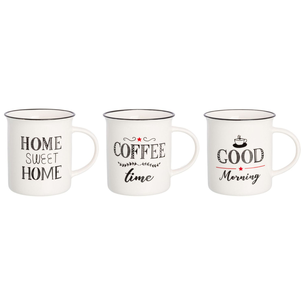 Elan Gallery Набор кружек "HOME SWEET HOME, COFFEE TIME, GOOD MORNING", 310 мл, 3 шт #1