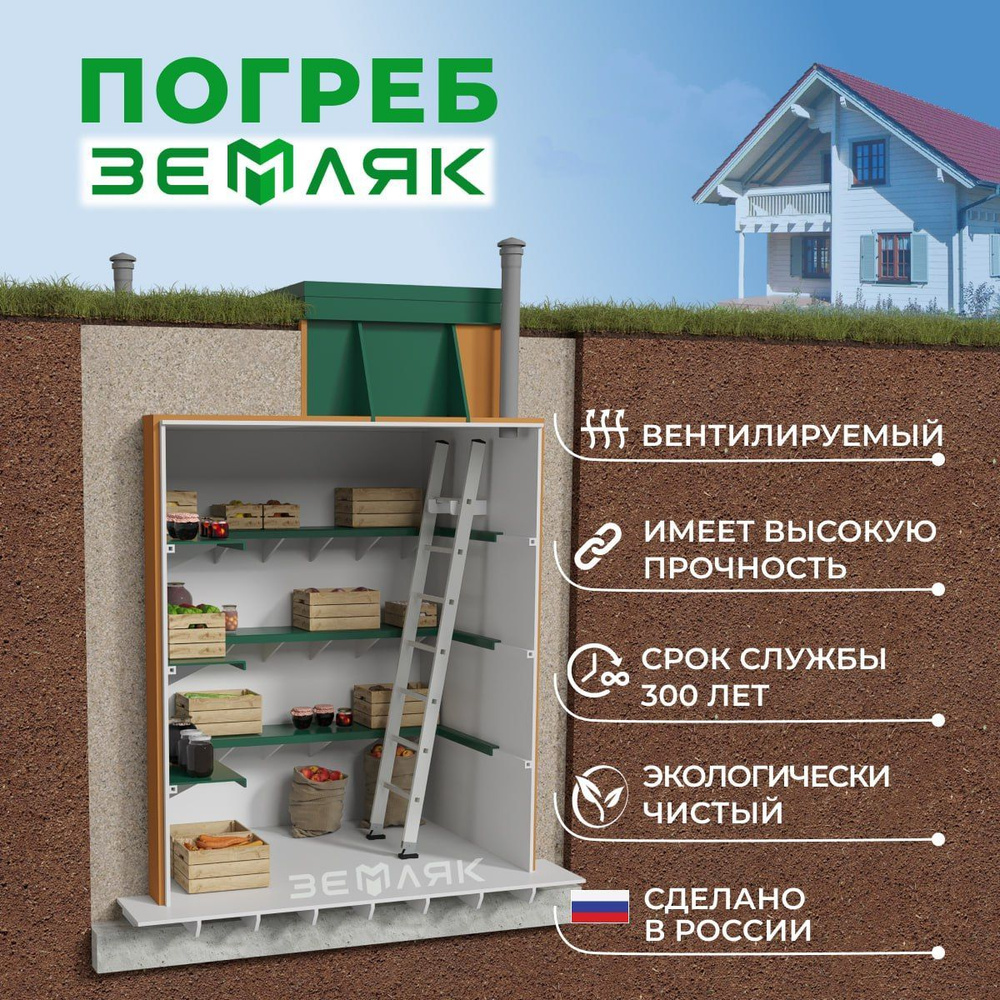 Погреб ЗЕМЛЯК Стандарт 1200x1200x2500 мм - купить с доставкой по выгодным  ценам в интернет-магазине OZON (932177482)