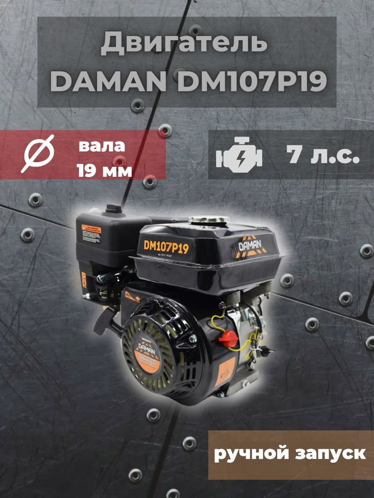 Двигатель бензиновый DAMAN DM107P19 (7лс; диаметр 19мм; длина вала 61мм ...