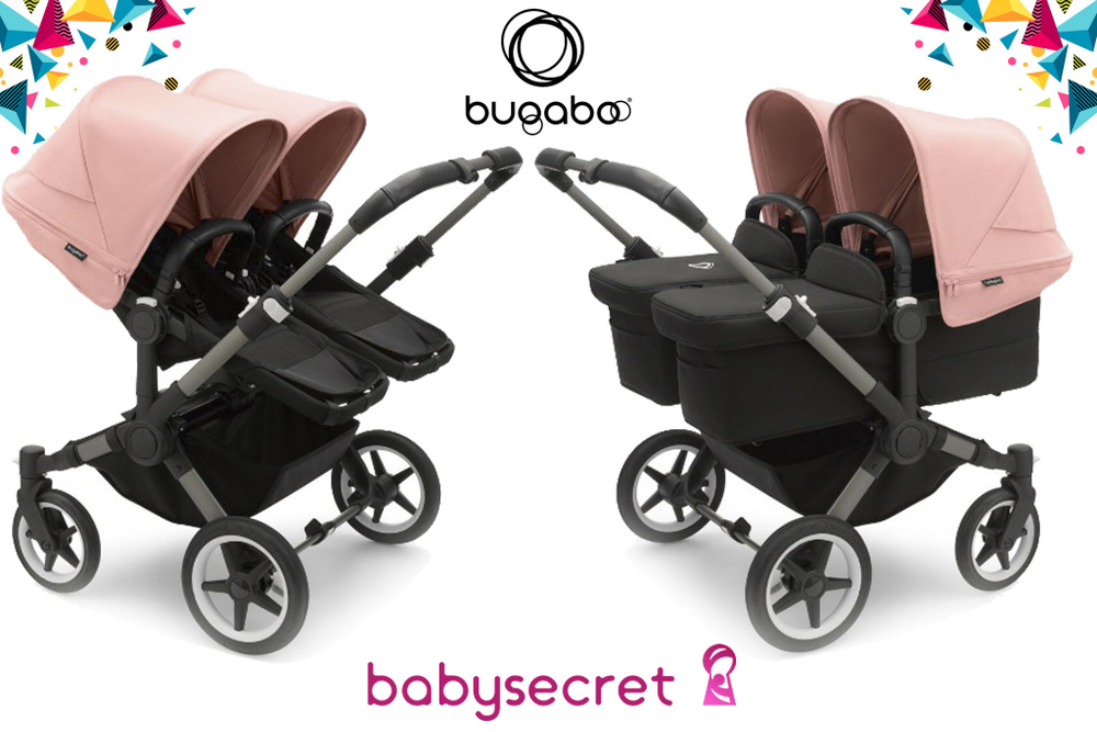 Детская коляска 2 в 1 для двойни Bugaboo Donkey5 Twin шасси Graphite (Midnight Back/Morning Pink )  #1