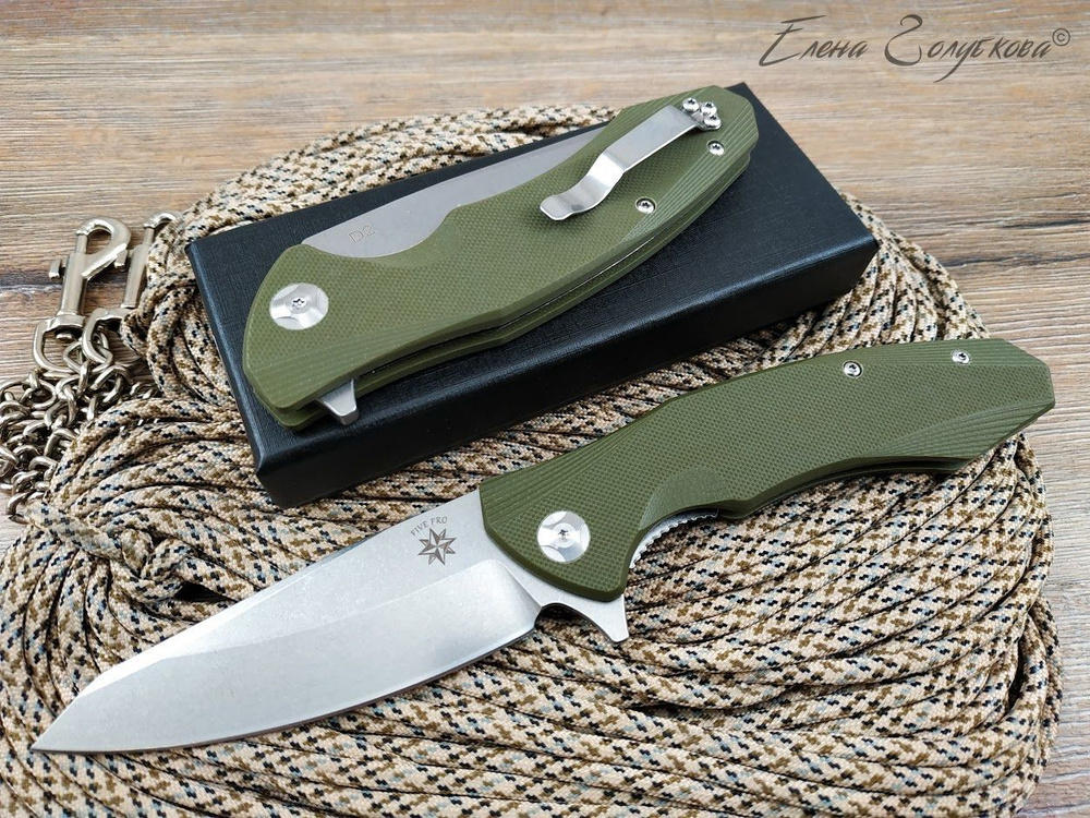 FIVE PRO Складной нож флиппер Ворон сталь D2, длина лезвия 9.4 см ...